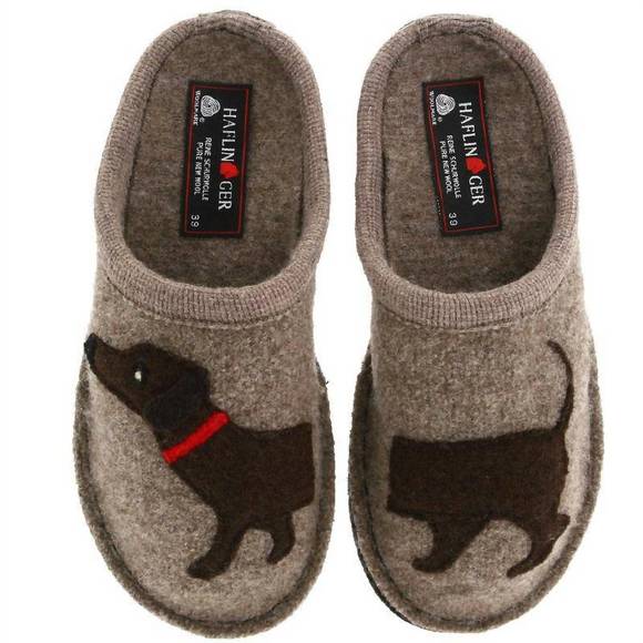 NEW HAFLINGER women's wool slipper in doggy earth - Picture 1 of 5